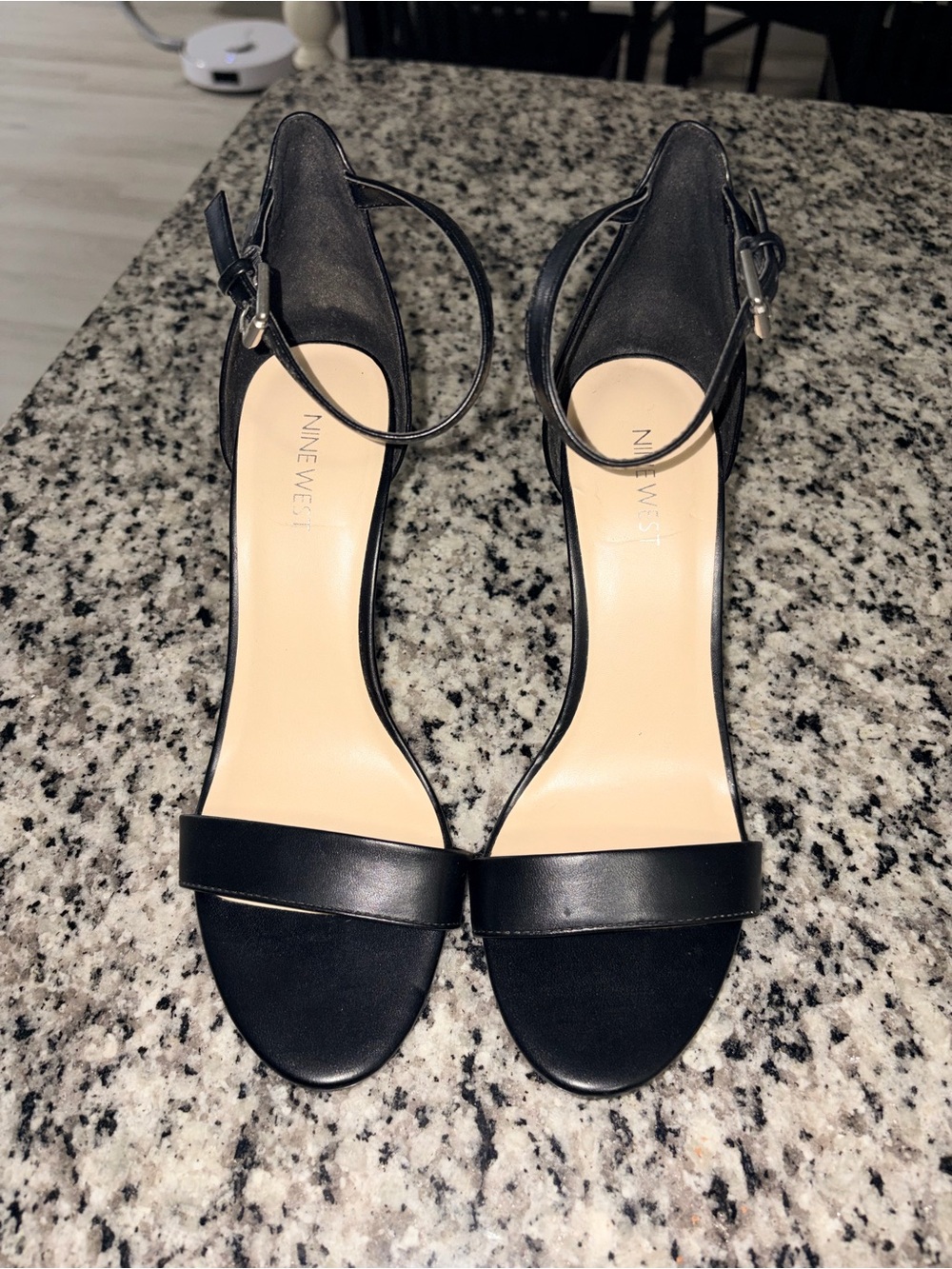 Nine West Black Open-Toe Ankle-Strap Heels